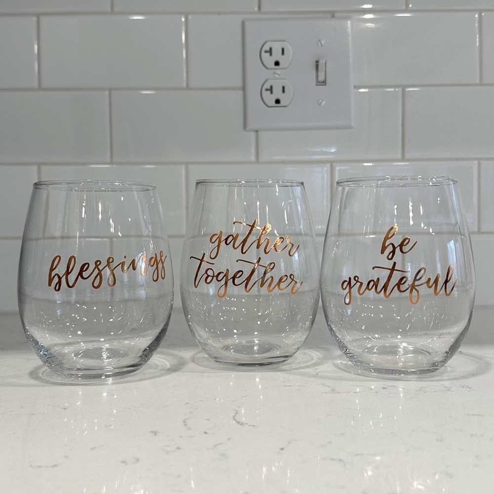Set of 3 Stemless Wine Glasses
